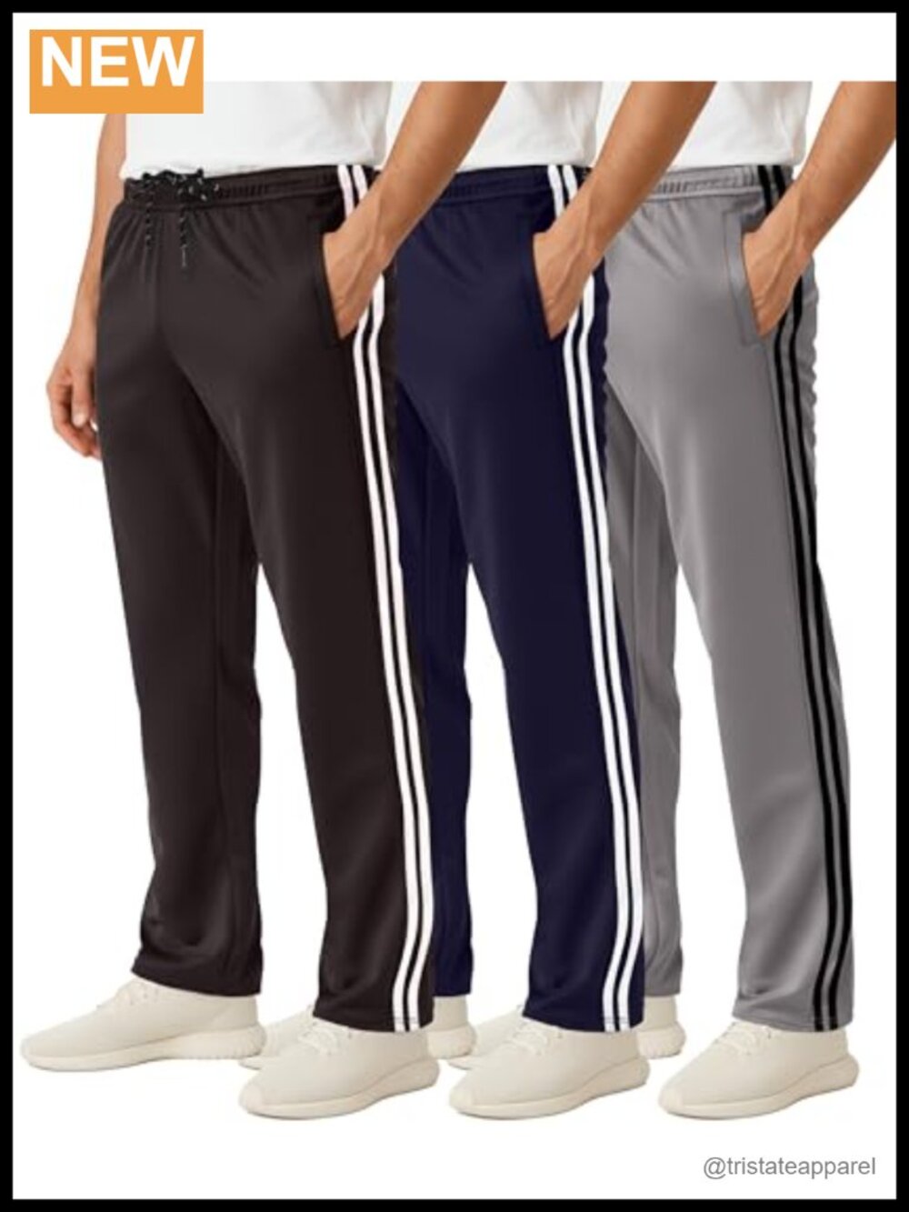 3 Pack Men's Mesh Open Bottom Sweatpants with Pockets